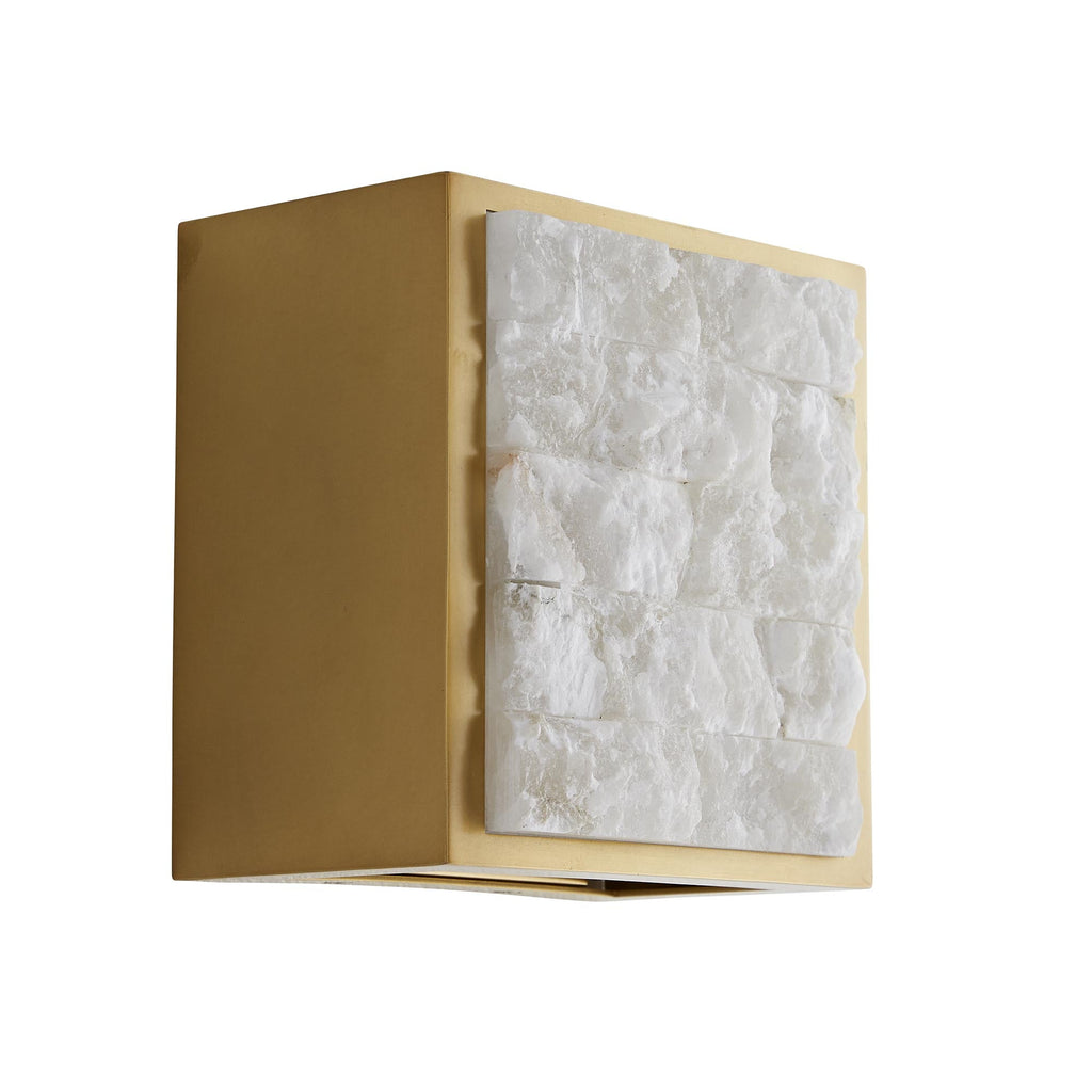 Watercrest Sconce - White Alabaster with Antique Brass Steel