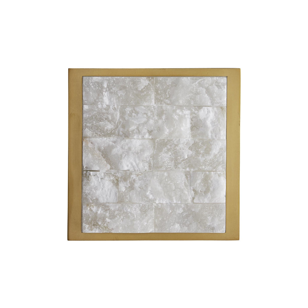 Watercrest Sconce - White Alabaster with Antique Brass Steel