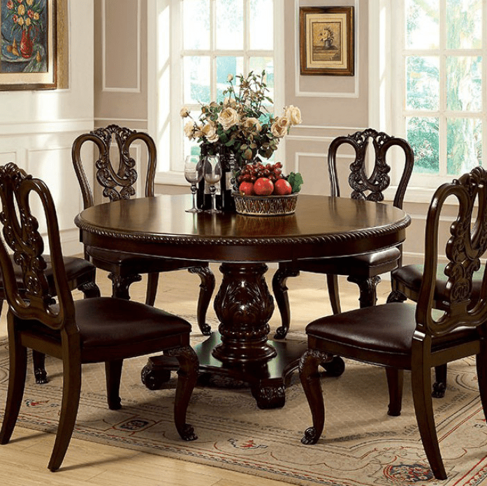 Bellagio Traditional Brown Cherry Single Pedestal Dining Set