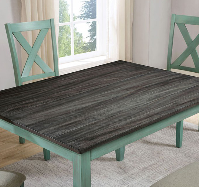 Anya Dining Set in Distressed Teal
