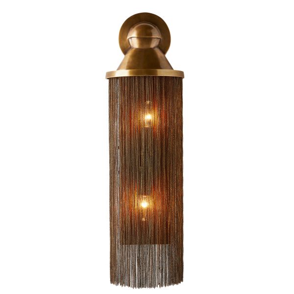 Vanko Wall Sconce in Vintage Brass – Art Deco Aztec-Inspired with Antique Brass Fringe (Copy)
