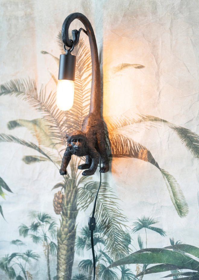Resin Monkey Wall Sconce/Table Lamp with Inline Switch